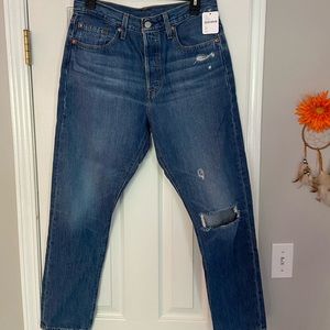 Levi high rise jeans with rip